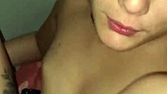 Skinny babe sends greetings while getting her vagina slammed