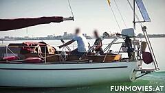 Chesty Gina Sucks Two Big Dicks Outdoors