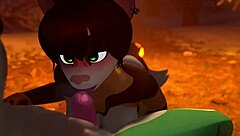 Furry character sucking cock in hentai anime style