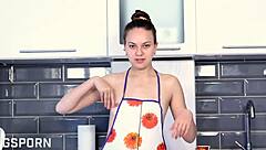 Natural Brunette With Hairy Pussy Masturbating