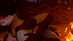 Furry character sucking cock in hentai anime style