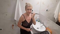 Jenny the blonde prepares for disco night