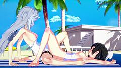 Miku kohinata and laura bodewig having lesbian play in symphogear hentai