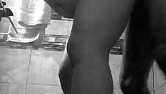 Latina amateur couple gets down for a quick bathroom fuck in steamy action