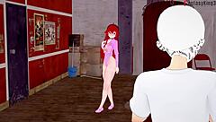 eris gives blowjob at gym in mushoku tensei 3