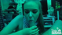 Swedish girl sucking big cock while masturbating in dark pov