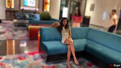 Public agent offers russian slut to fuck for cash in luxury hotel, bent over for blowjob and wet pussy orgasm