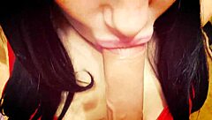 She danced a striptease - then sat on a chair and gave a quick sweet and deep blowjob - cum in her mouth