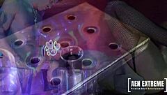 Jodi James strips in MFM threesome with big cock.