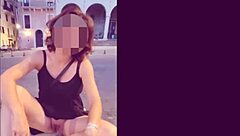 No panty short dress upskirt pussy flash in city public walking front everyone misscreamy