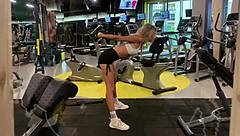 blonde slut wife gets rough face fucking after gym