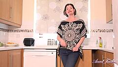 auntjudys 44yo milf jenny jerks off in kitchen joi