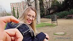 Blonde In Pantyhose Fucks Passionately In Bushes