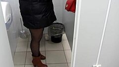 sexy milf pisses in public toilet and home