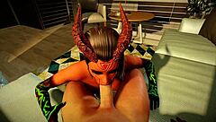 Demon Girl With Toxic Green Eyes Gives Intense Blowjob In POV