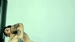 latina goth girl tries glass dildo in her big ass for first anal