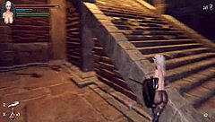 Knight Girl Plays Dungeons with Shaved Pussy and Cumshot Part 1