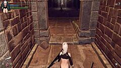 Knight Girl Plays Dungeons with Shaved Pussy and Cumshot Part 1