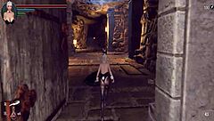 Knight Girl Plays Dungeons with Shaved Pussy and Cumshot Part 1