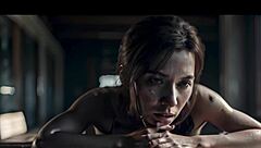 spicy bombshell gets cum shot on her face gulping all the ejaculate