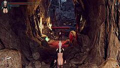 Knight Girl Plays Dungeons with Shaved Pussy and Cumshot Part 1