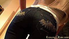 Glamorous European slut fisting her ass with toys