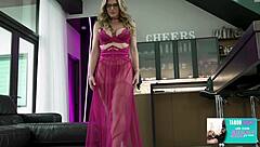 blue-haired masseuse performs oral on client during oily massage