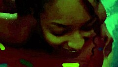 I enjoy a peaceful moment in the motel pool with a sexy black lady