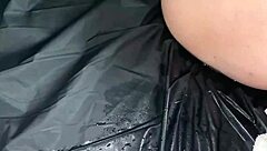 Amateur hairy milf squirts from intense anal at window