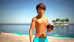 Oily babe gets pussy pounded at beach, 3d animation with rimjob and creampie