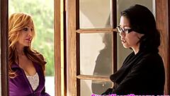 Busty Lesbian Cougar Tribbing Tattooed Cheerleader With Oral