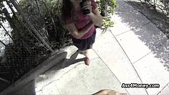 broke teen sucks cock at payphone in public pov