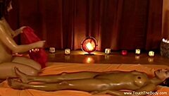 Wet and soapy massage session for couple feeling good!