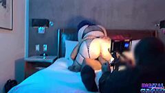 behind the scenes blue hair goth pawg xoe grim in quickie