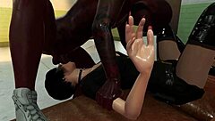 bribing security with anal blowjob and cumshot in fetish cartoon