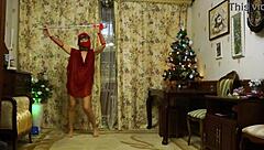 Ballady dances sexily in red lingerie