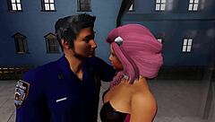 bribing security with anal blowjob and cumshot in fetish cartoon