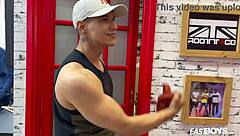 Cute Colombian Jhon Bianco gives handjob to monster cock in gay casting POV.