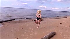 blonde babe bathes at sea, so sexy! 🌊