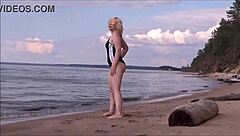 blonde babe bathes at sea, so sexy! 🌊