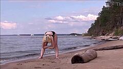 blonde babe bathes at sea, so sexy! 🌊