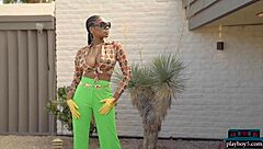 Huge natural tits ebony playboy model nyla undresses and shows off everything in softcore solo