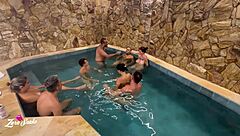 My motel party with friends turned into wild fun in red and sheer lingerie