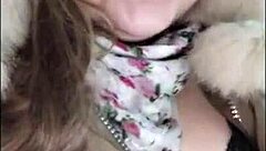 Chubby Girl Rips Pantyhose to Lick Wet Pussy in Taxi