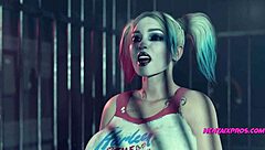 Harley Quinn's tight pussy gets stretched by a monster cock in a 3D animated parody