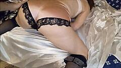 French amateur in satin lingerie