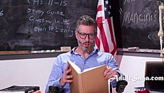 Asian student Katie Kush annoys teacher until he fucks her angrily