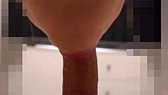 Teen babe notices my monster cock throbbing as cum fills her mouth 😍.