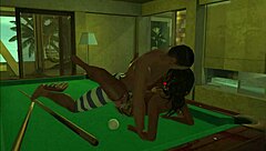 Playing on the pool table