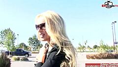 Skinny Blonde Slut Feels Intense Pleasure From Huge Cumshot On Her Tits And Face